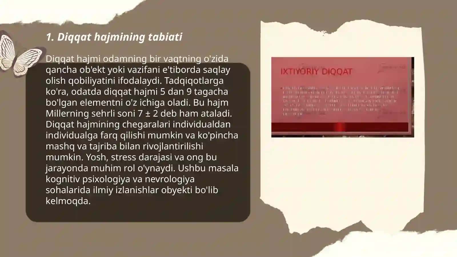 Diqqat xususiyatlari (Hajmi, ko`chuvchanligi, barqarorligi, taqsimlanishi) va rivojlantirish imkoniyatlari 3