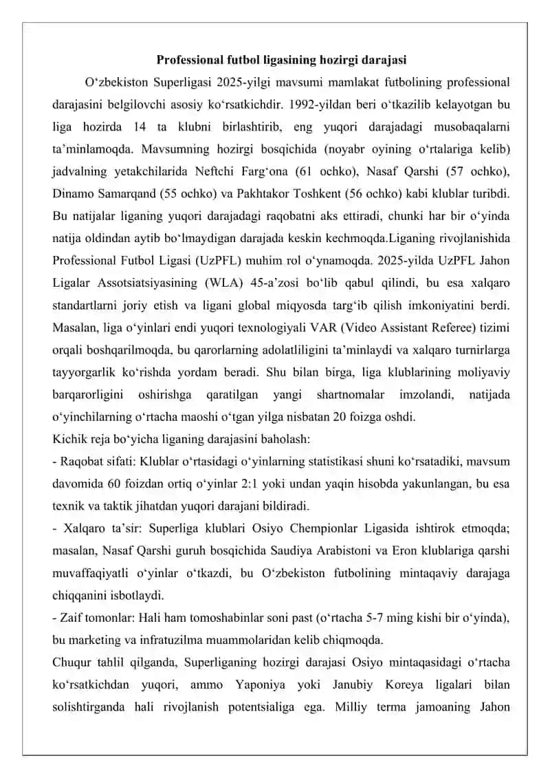 Oʻzbekiston futbolining bugungi holati va istiqbollari 3