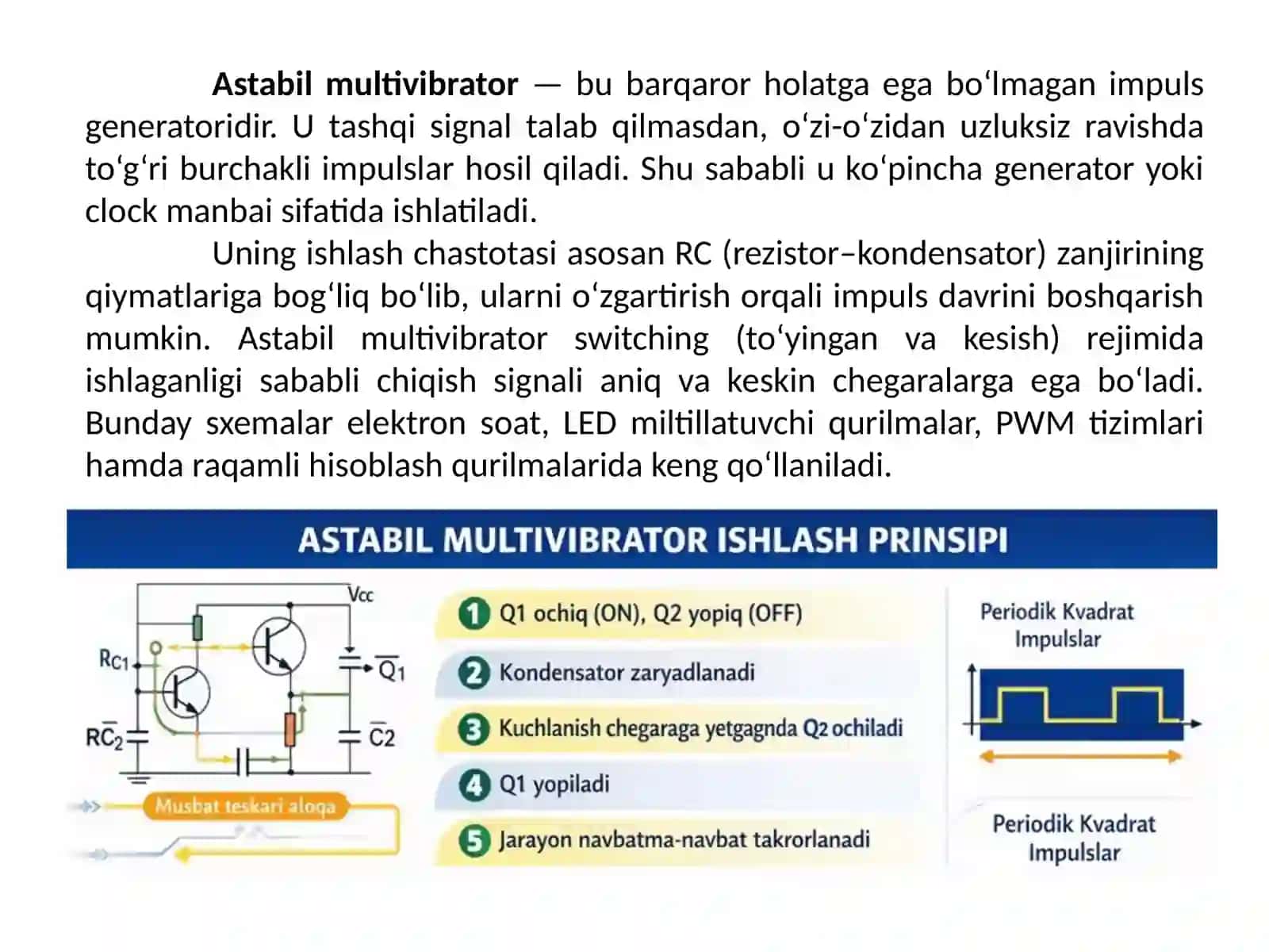 Multivibrator va yakka vibrator sxemalari 3
