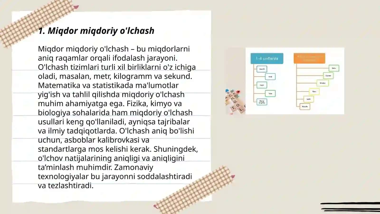 Miqdor miqdoriy o'lchash 3