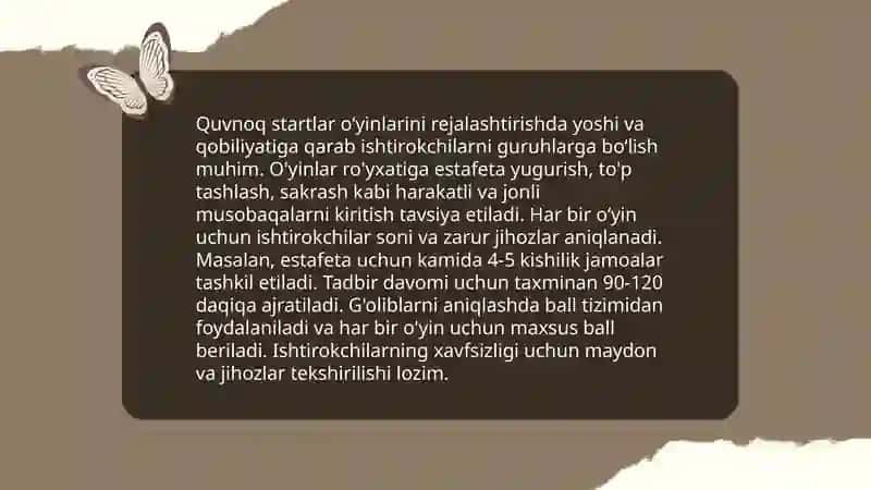 Quvnoq startlar oʻtkazish metodikasi 3