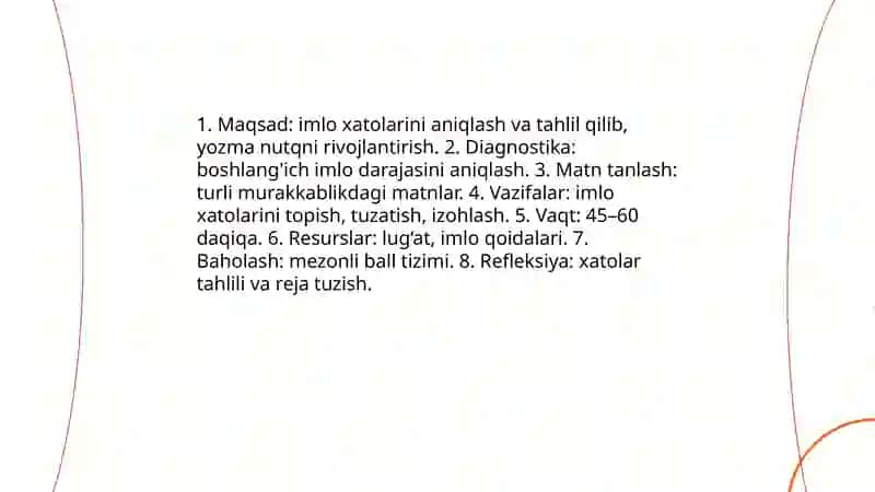 Imlo voyaga jihatdan tahlil ko'rinishdagi yozma ishlarni bajarish 3