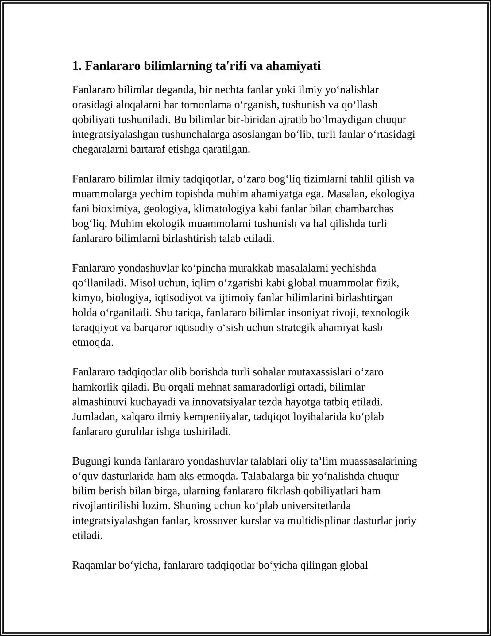 Fanlararo bilimlar va kasbiy rivojlanish 3