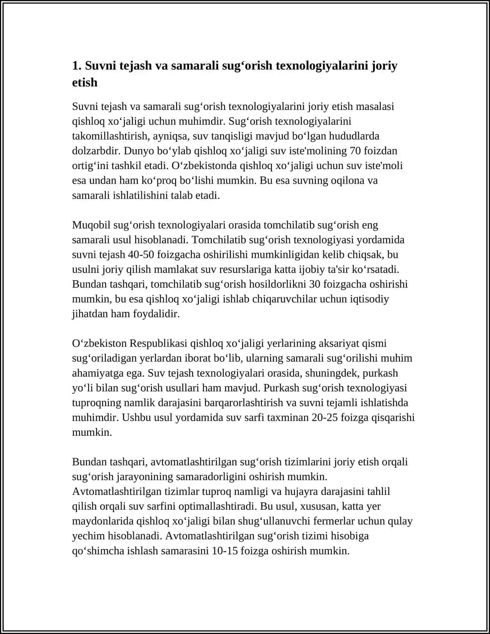OROL MUAMMOSI VA EKOLOGIK BARQARORLIKNI TA'MINLASH BORASIDA AMALGA OSHIRILAYOTGAN CHORA-TADBIRLAR 3