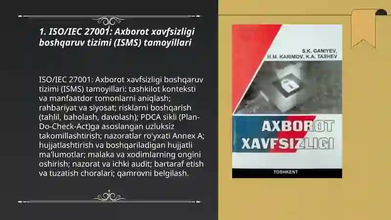 ISO/IEC 27001: Axborot xavfsizligi boshqaruv tizimi (ISMS) tamoyillari 3