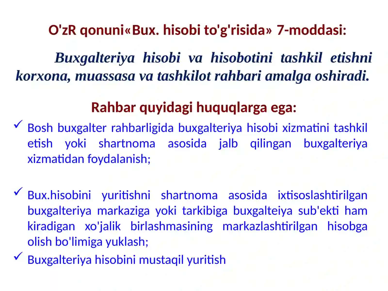 BUXGALTERIYA HISOBINI TASHKIL ETISH VA HISOB SIYOSATI 3