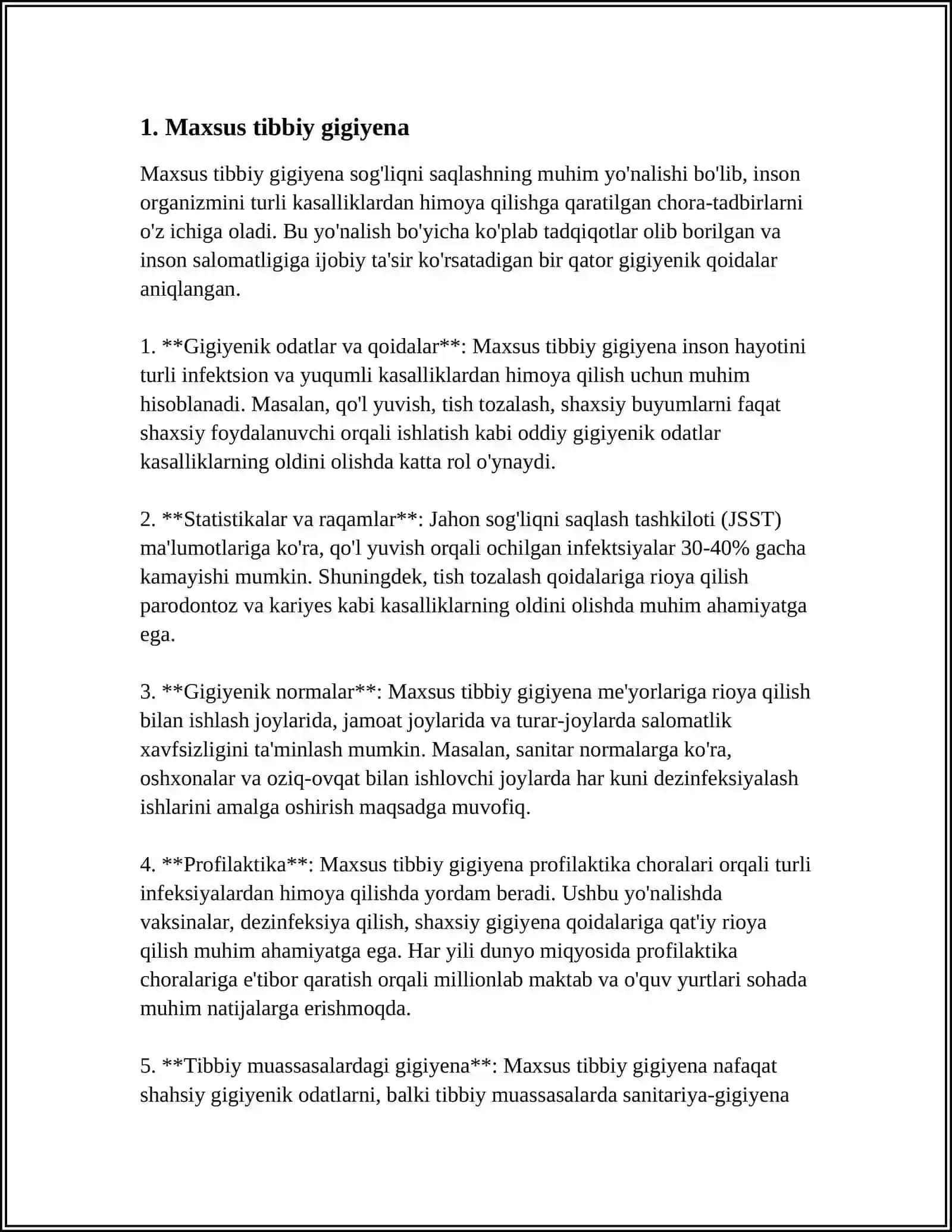 MUSTAQIL ISH Mavzu: MAXSUS TIBBIY GURUH 3