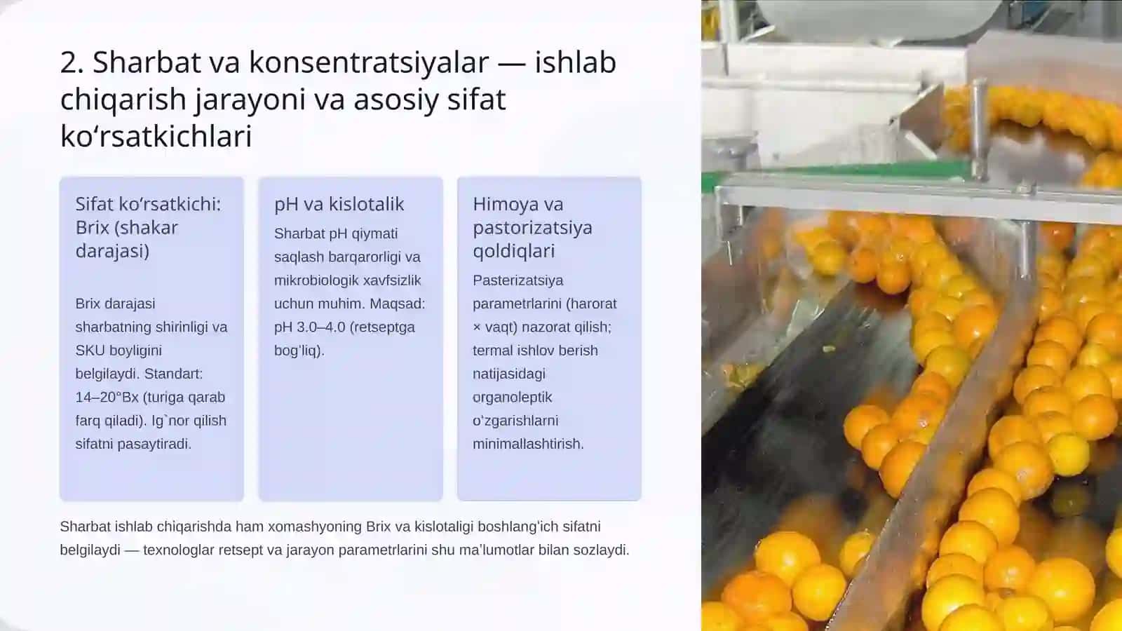 Uzum tayyorlanadigan mahsulot turlari va sifat koʻrsatkichlari 3