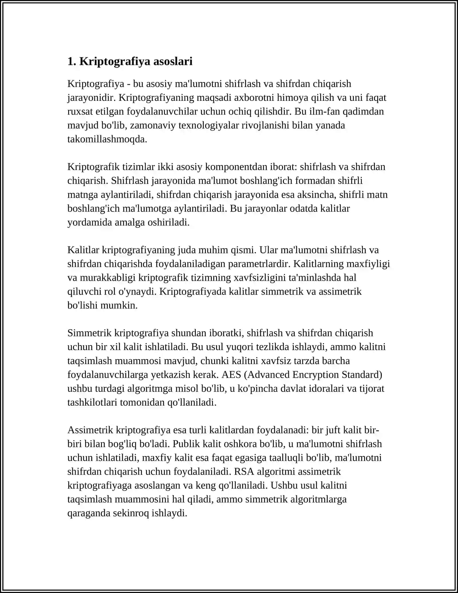 AXBOROTNI HIMOYA QILISH UCHUN KRIPTOGRAFIK USULIDAN FOYDALANISH 3