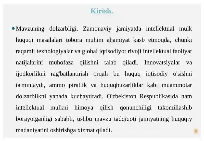 INTELLEKTUAL MULK HUQUQI TUSHUNCHASI 3