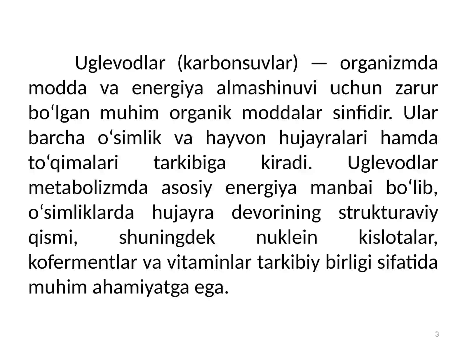 Karbonsuvlar va oziq-ovqat mahsulotlari kimyosi 3