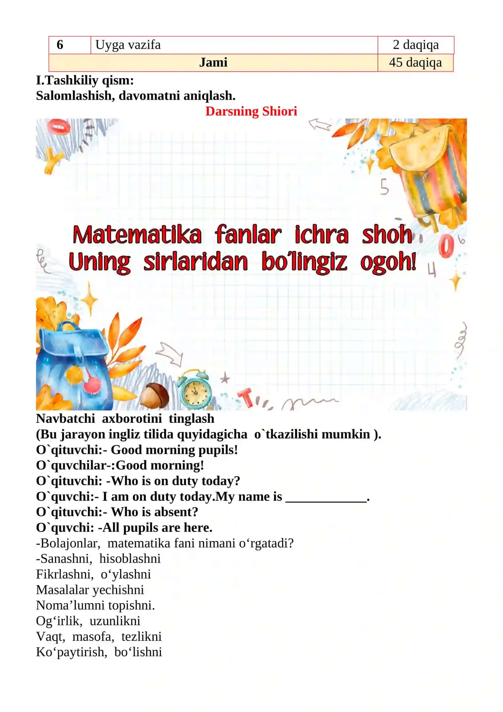 Santimetr. Detsimetr 1-sinflar uchun Matematika fanidan dars ishlanmasi 3
