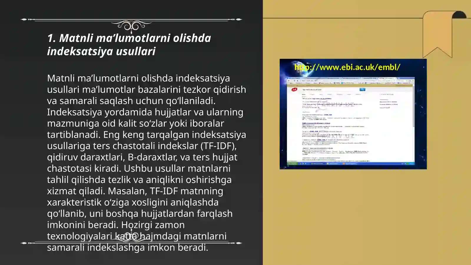 Bibliografik ma’lumotlar bazalari.Matnli ma’lumotlarni olish instrumentlari 3