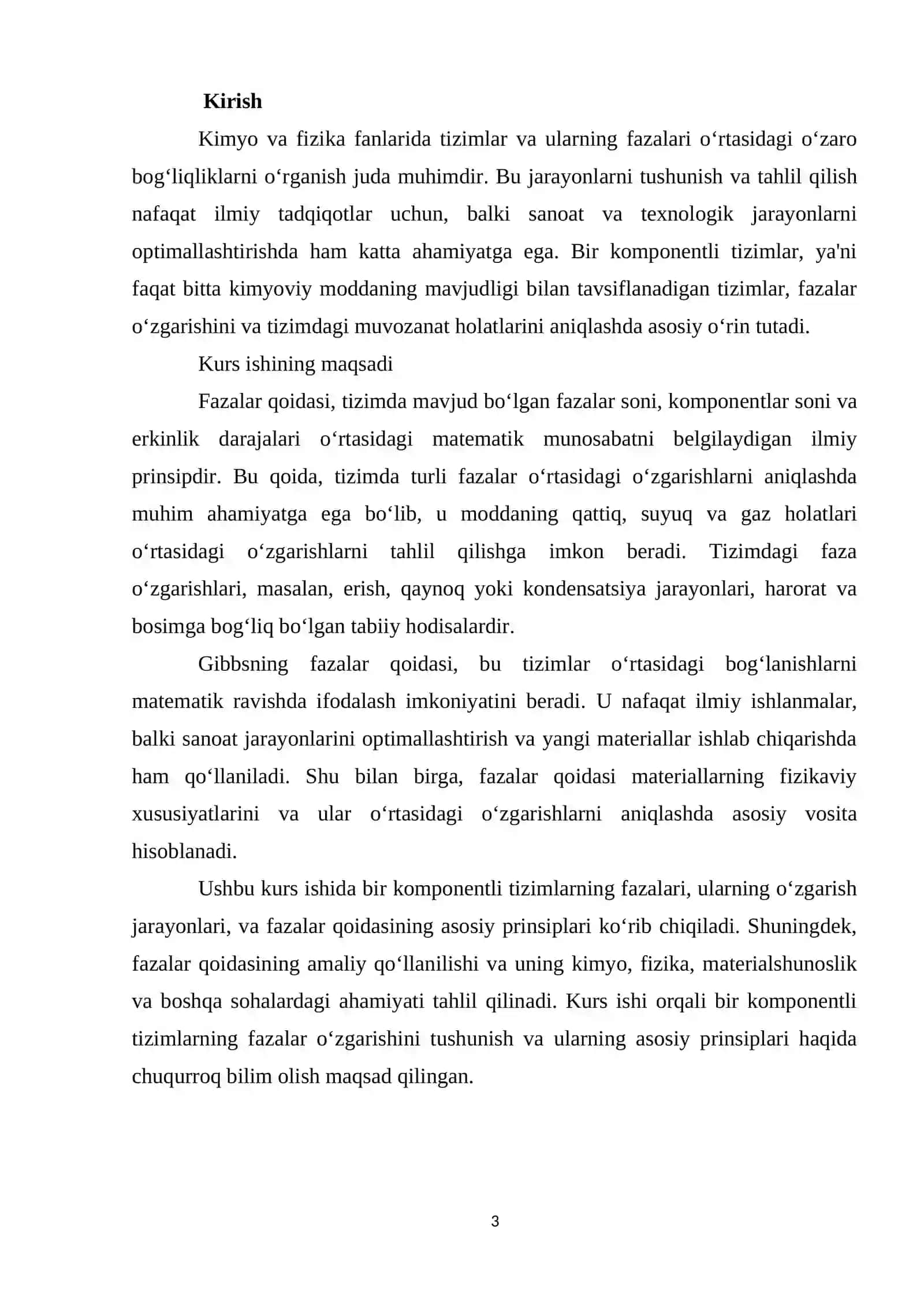 Bir komponentli sistemalar uchun fazalar qoidasi 3