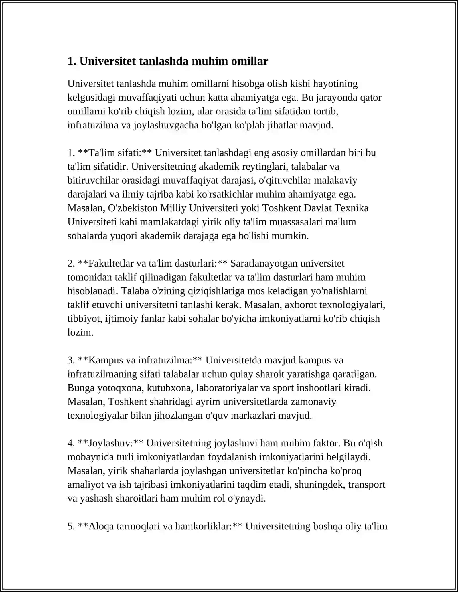 Universitet haqida tavsiyanoma (Mustaqil ish) 3