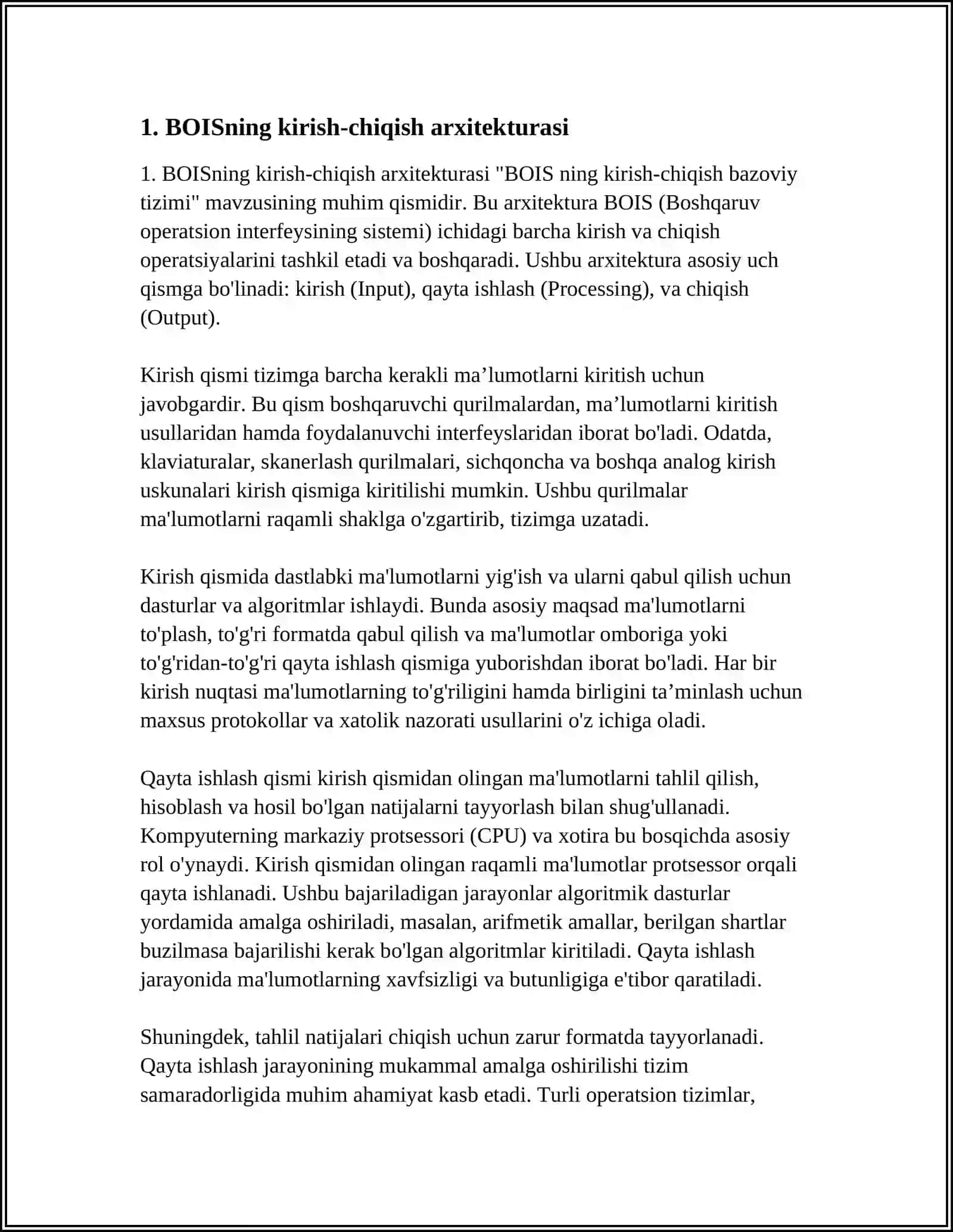 BOIS NING KIRISH - CHIQISH BAZOVIY TIZIMI 3