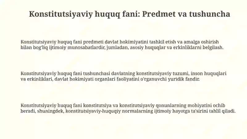 Konstitutsiyaviy huquq fanining predmeti va tushunchasi 3