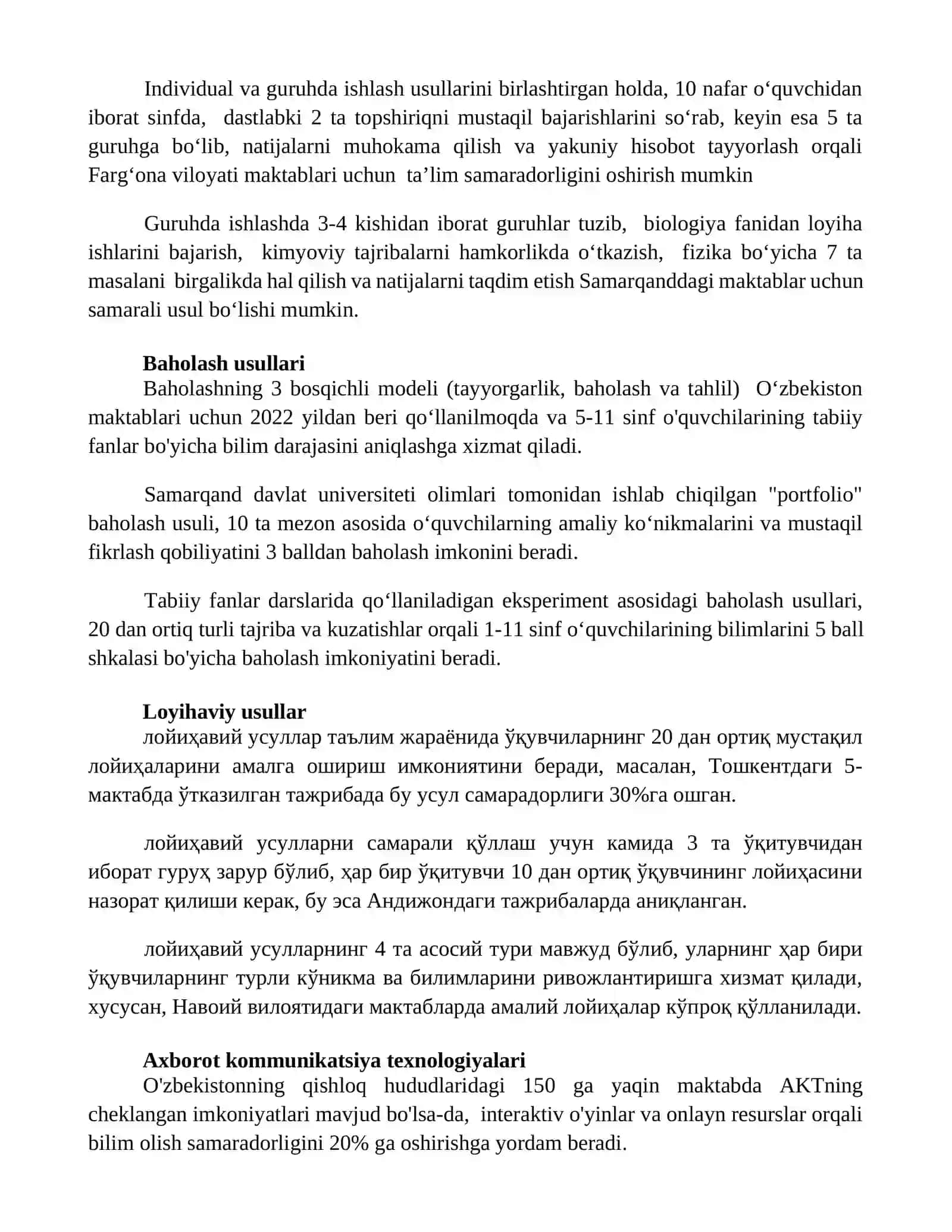 Tabiiy fanlarni o'qitishda foydalaniladigan metodlar tasnifi 3