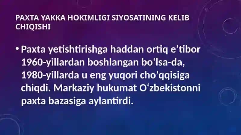 O‘zbekistonda 1980–1990-yillardagi ijtimoiy-siyosiy vaziyat: paxta yakka hokimligi va qatag‘onliklar 3