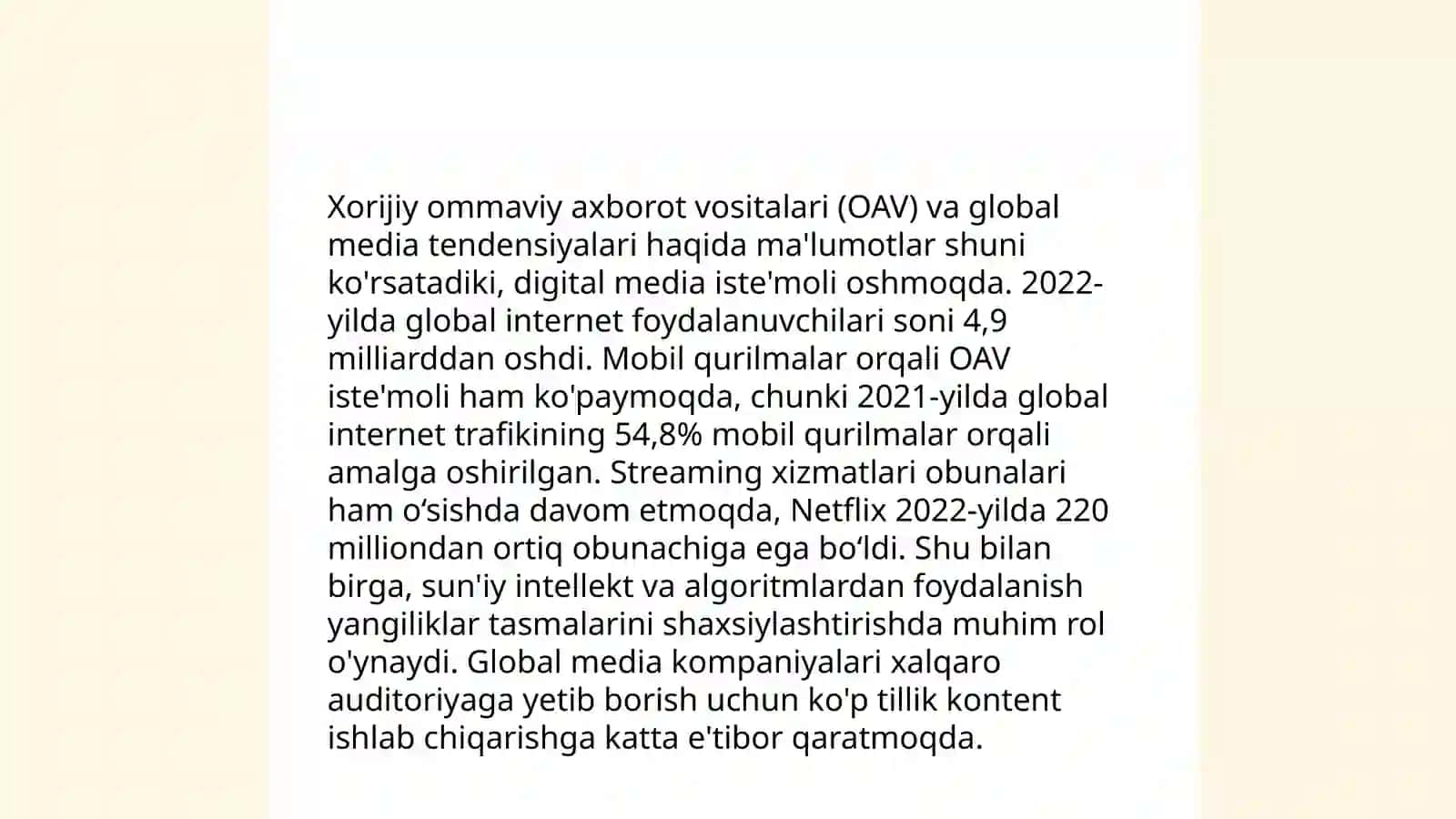 Xorijiy OAVning media makondagi oʻrni 3