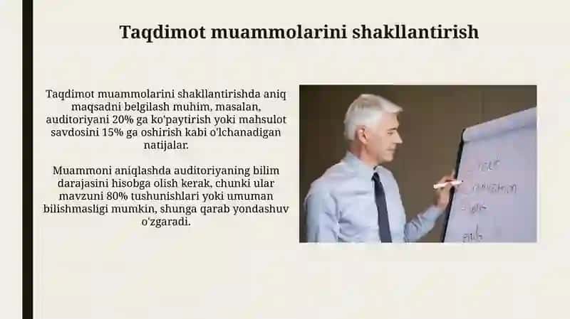 Taqdimot muammolarini, savollarini va maqsadlarini shakllantirish 3