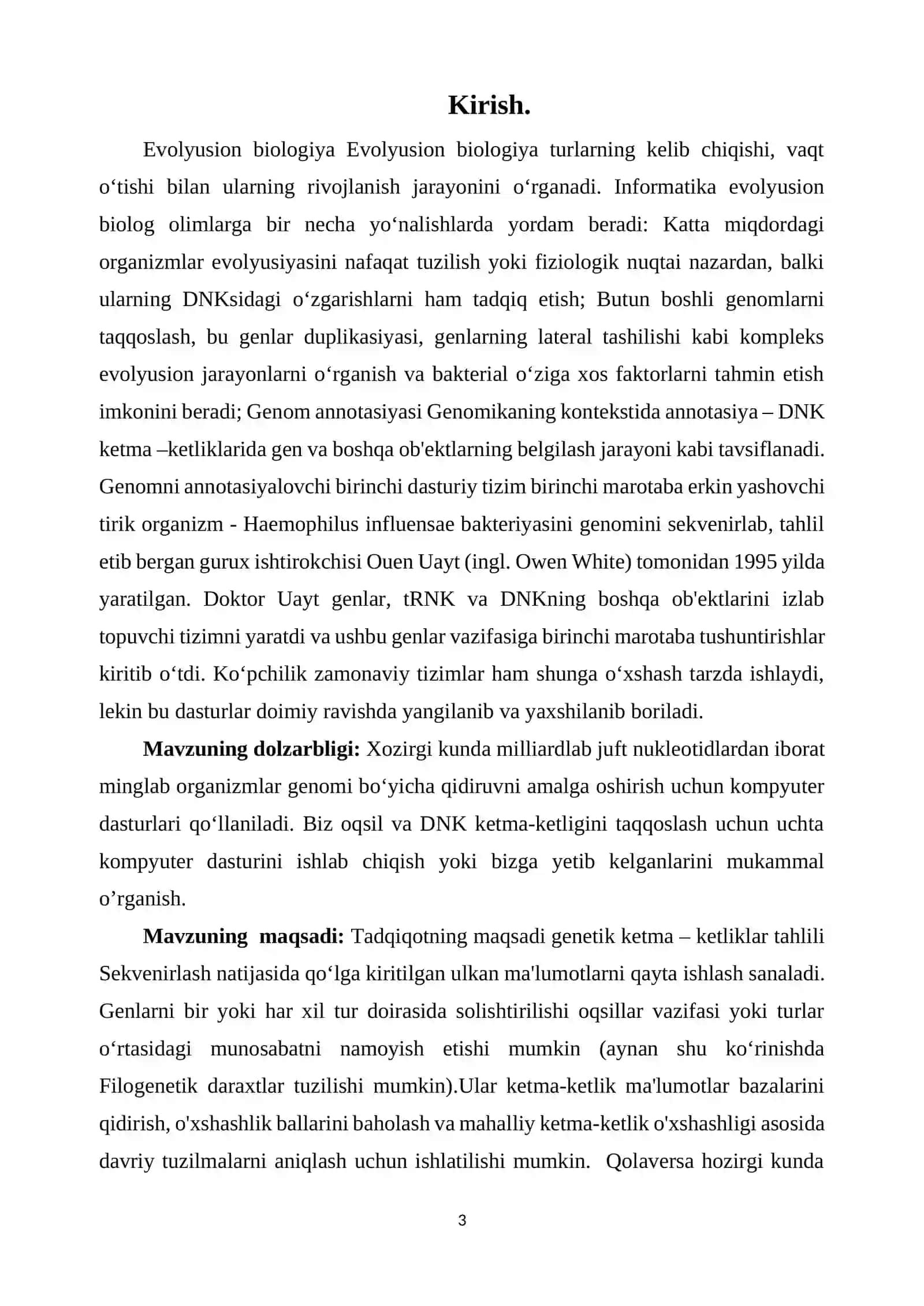 Bioinformatika fanidan 3