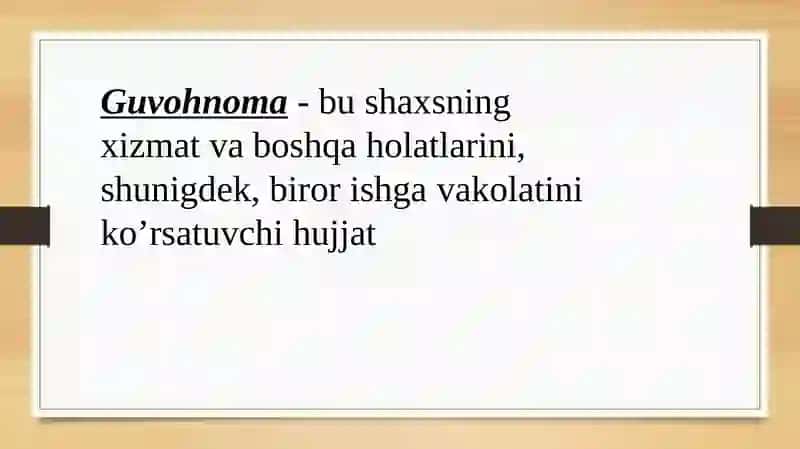 GUVOHNOMA, DALOLATNOMA VA ISHONCH NOMALAR MAZMUNI 3