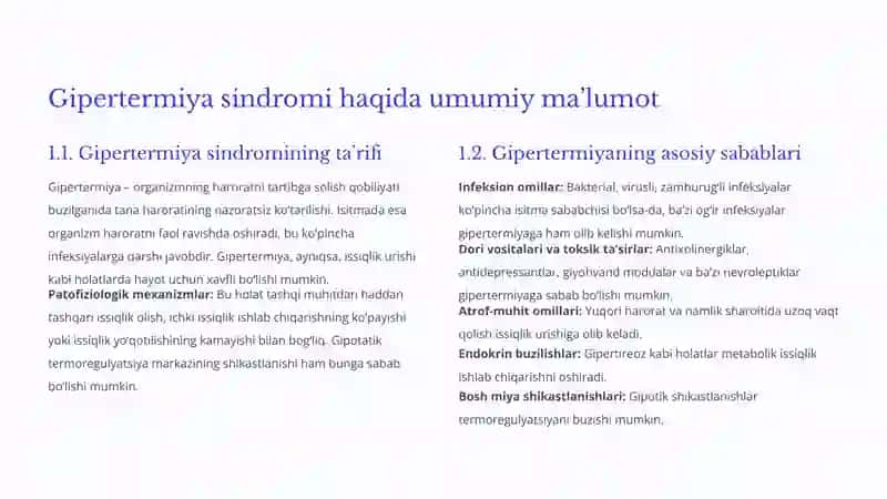 Gipertermiya sindromi va uni davolashda ishlatiladigan dori vositalari 3
