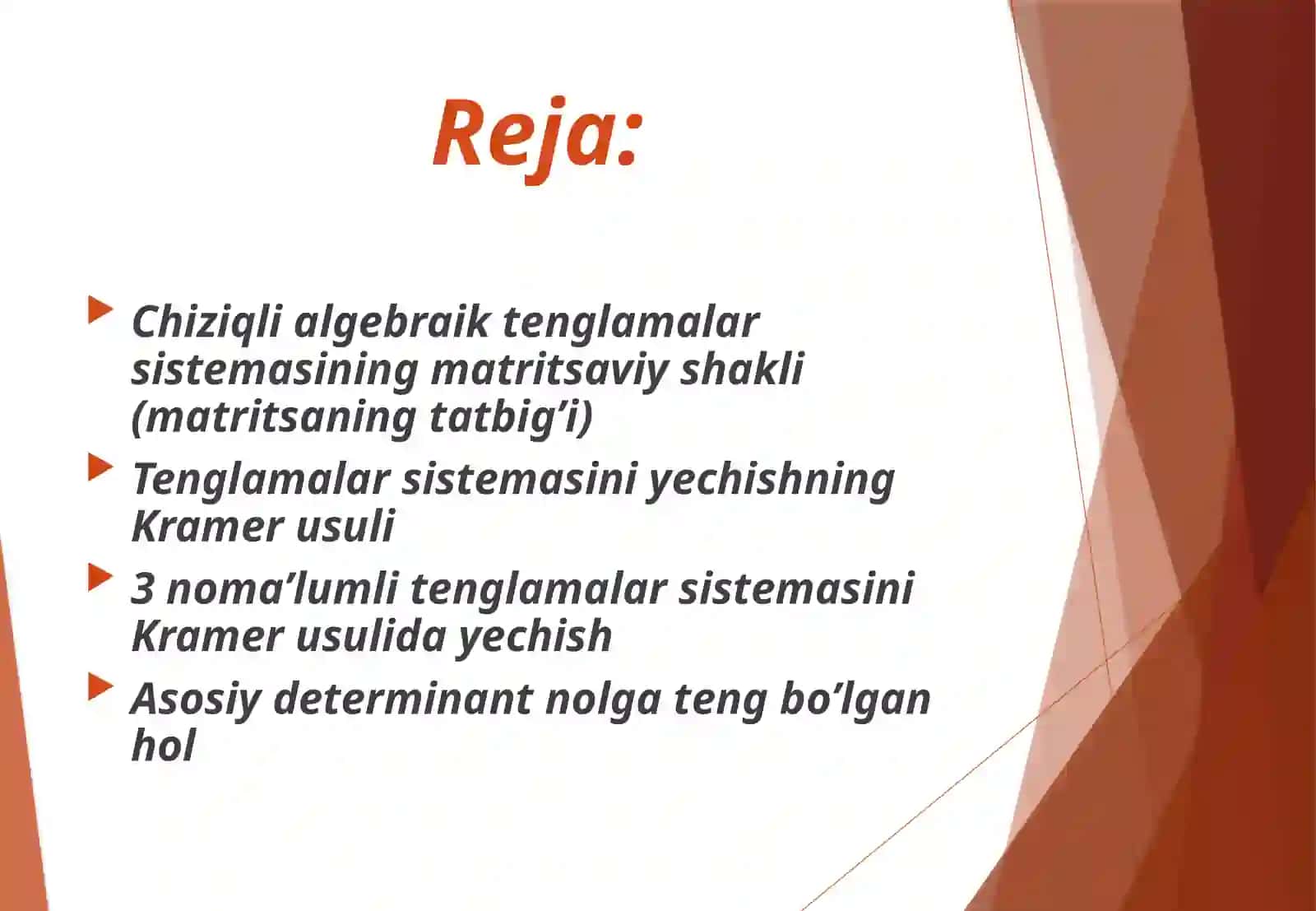 OLIY MATEMATIKA FANIDAN TAYORLAGAN TAQDIMOTI 3