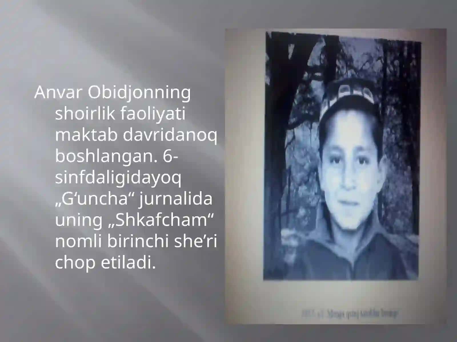 5-sinf Adabiyot fanidan Anvar Obidjon hayoti va ijodi dars ishlanmasi 3