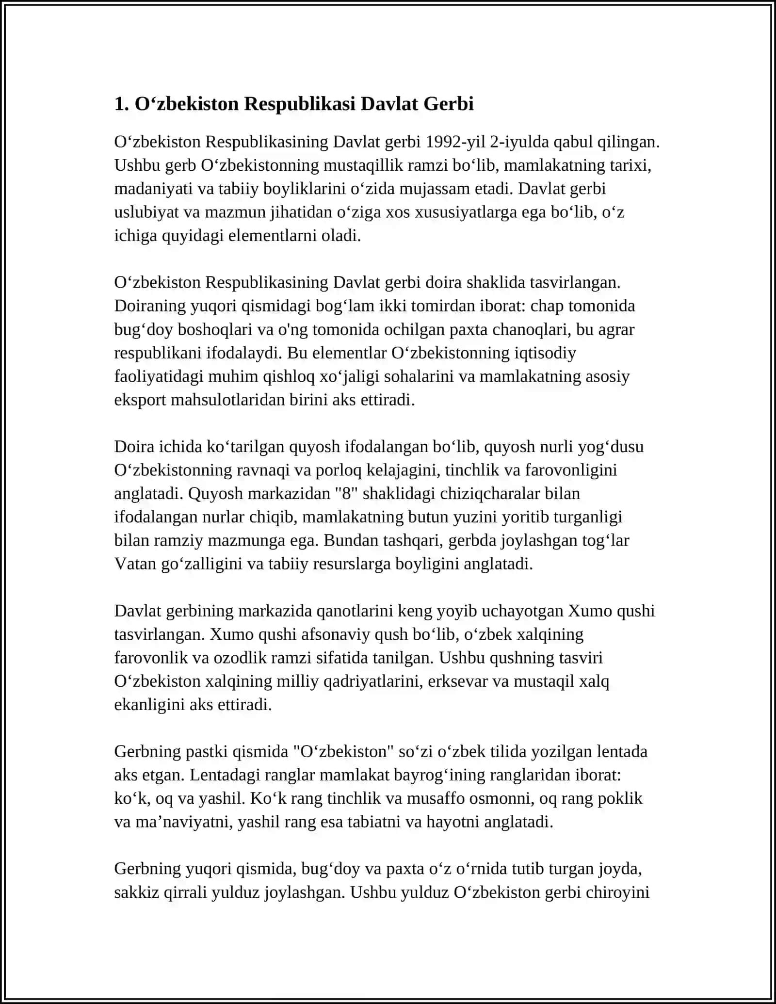 OʻZBEKISTON RESPUBLIKASI DAVLAT RAMZLARI 3
