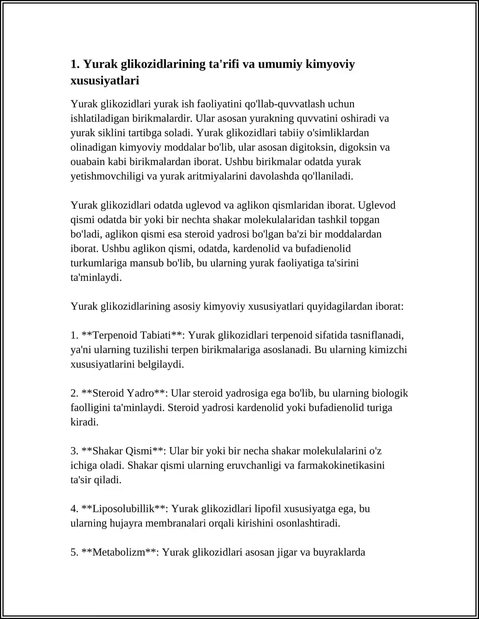 YURAK GLIKOZIDLARINING KIMYOVIY TUZILISHI VA AHAMIYATI 3