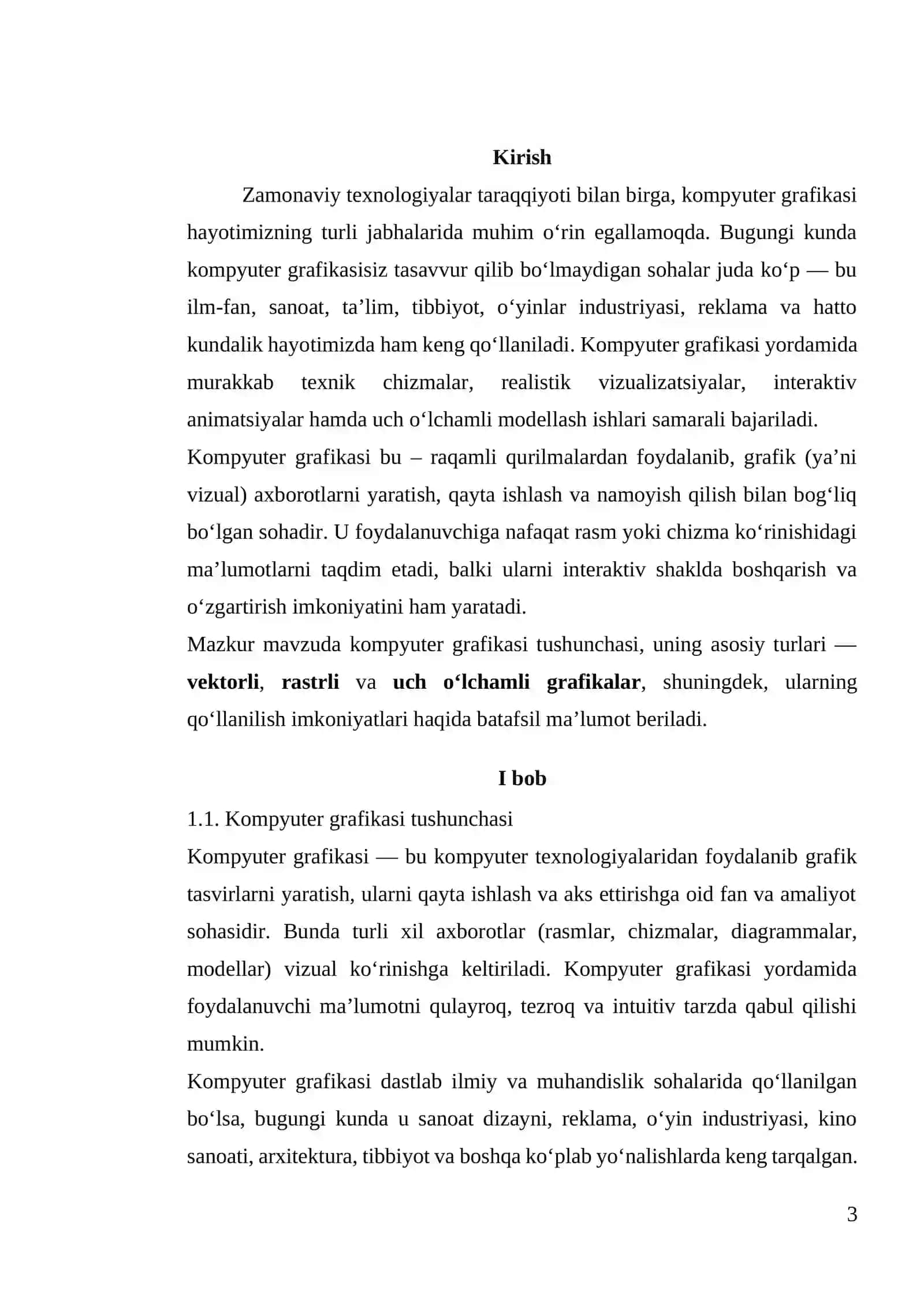 Kompyuter grafikasi, turlari va imkoniyatlari 3