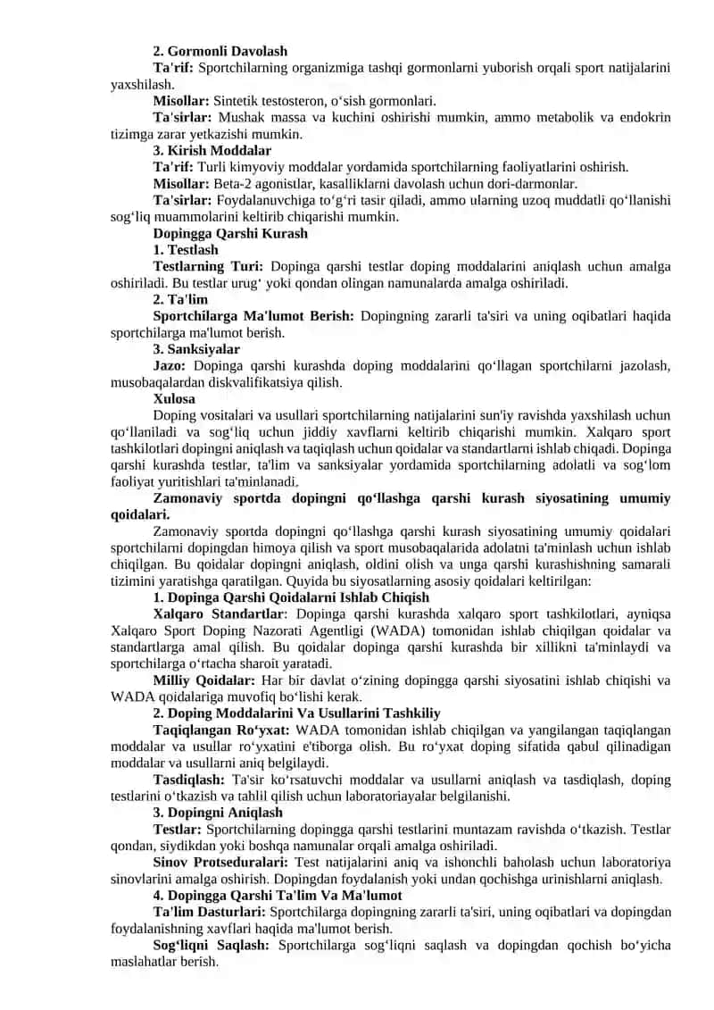 Dopingni qo‘llashga qarshi kurashning milliy va xalqaro huquqiy asoslari 3
