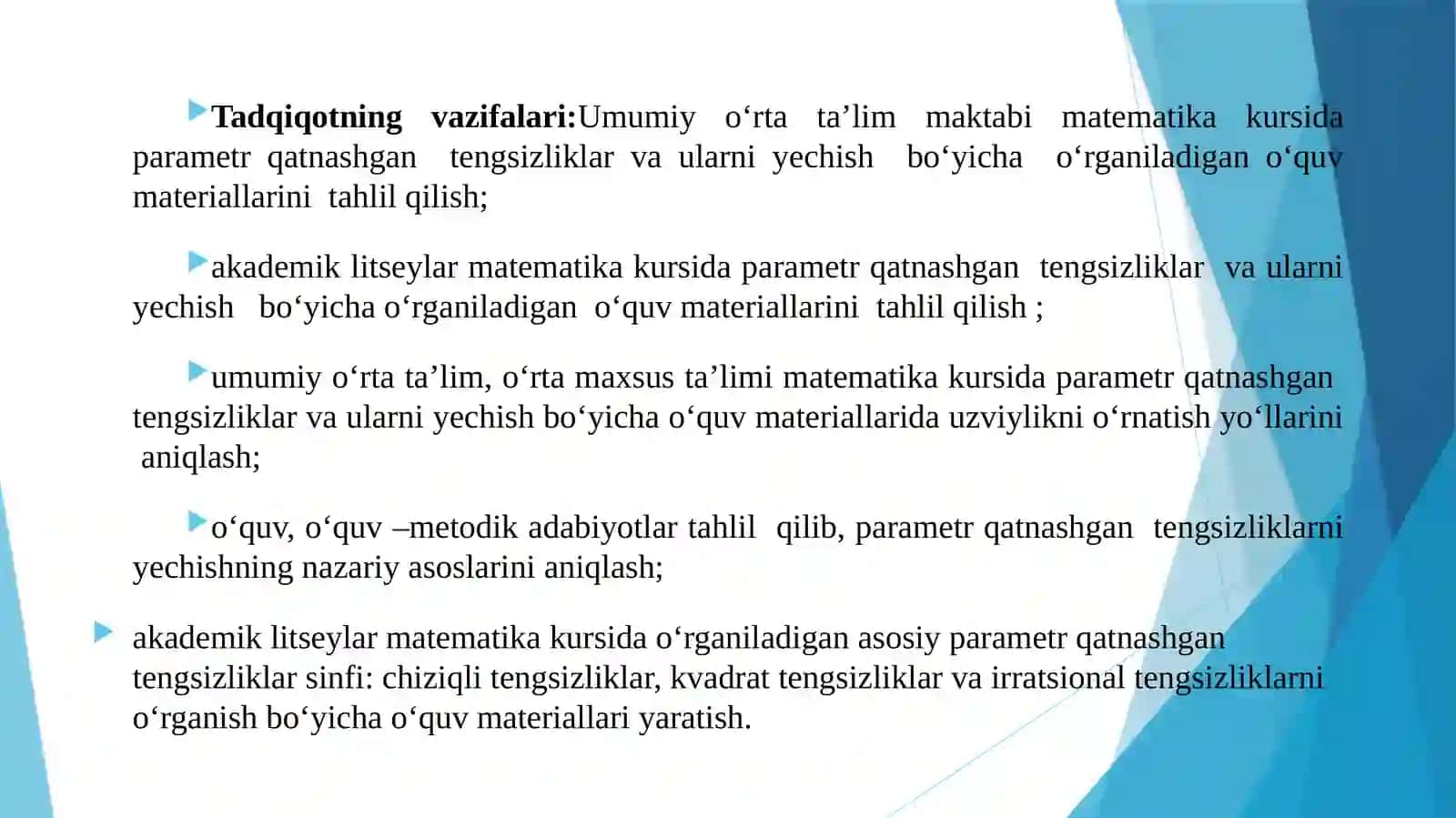 Umumiyo‘r tata’lim maktabi, akademik litsey, matematika o‘qitishi 3