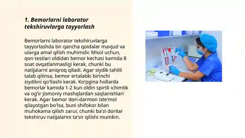 Labarator tekshiruvlarda bemorlarda hamshiralik parvarishi 3