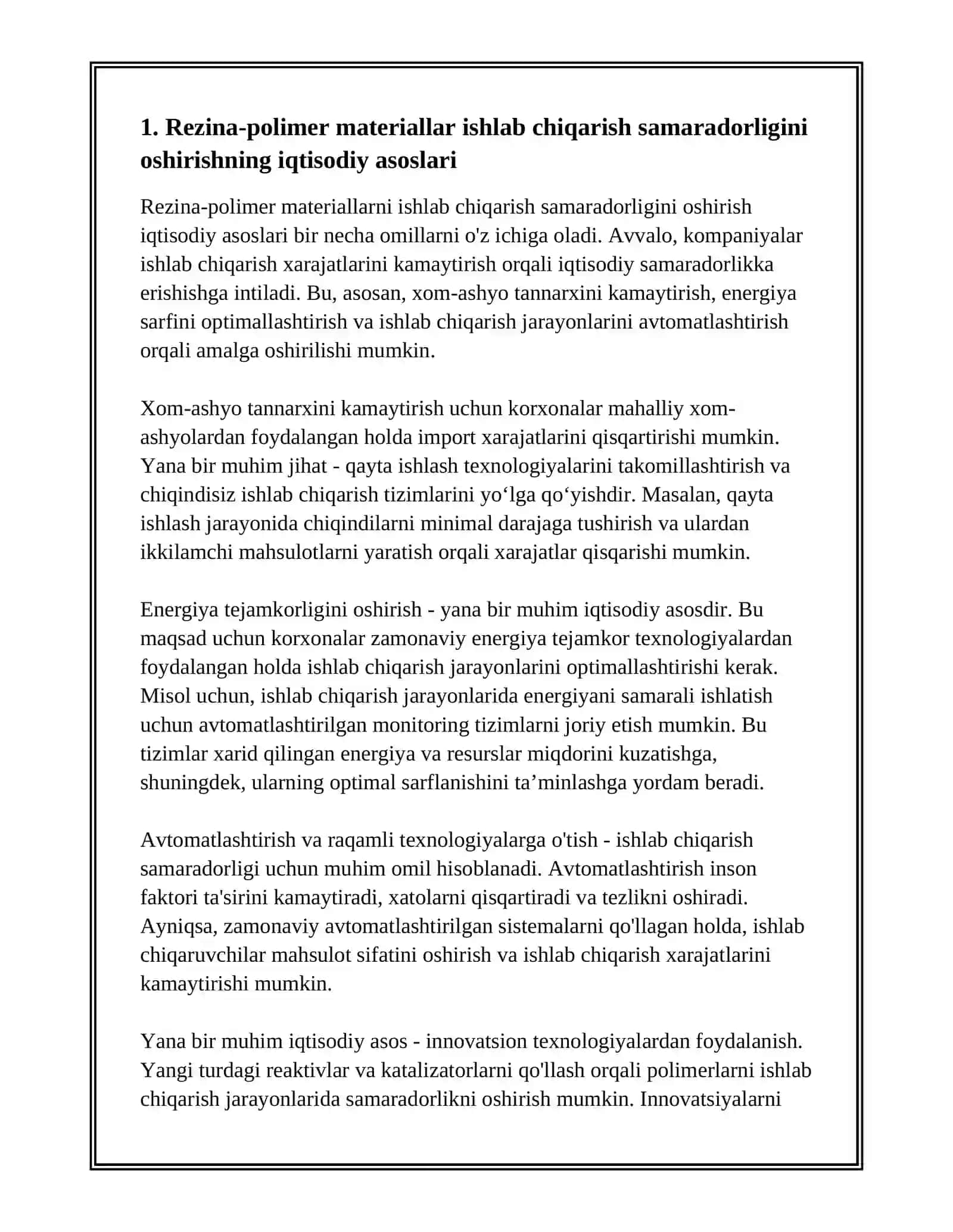 REZINA-POLIMER MATERIALLAR ISHLAB CHIQARISHNING IQTISODIY SAMARADORLIGI 3