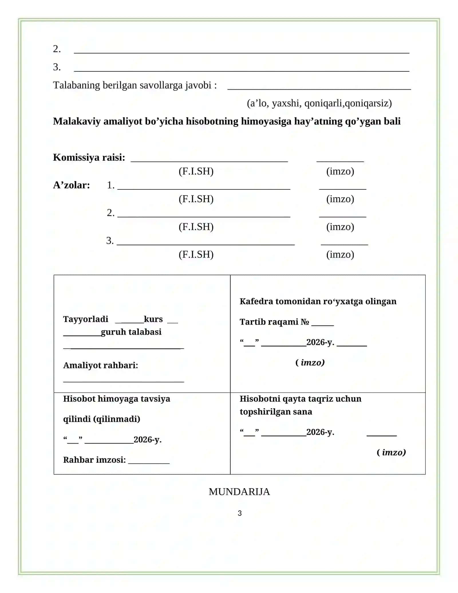 Xorazm viloyati hududiy boshqarmasining tashkiliy tuzilmasi AMALYOT HISOBOTI 3