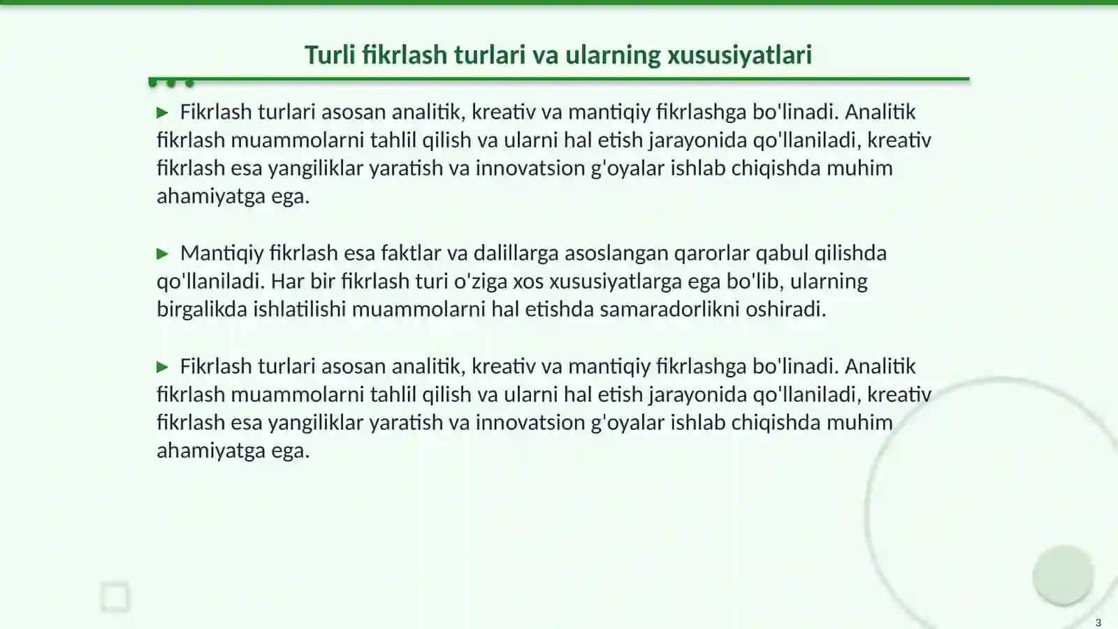 Turli xil fikrlash:xususiyatlari,uning rivojlanishi 3