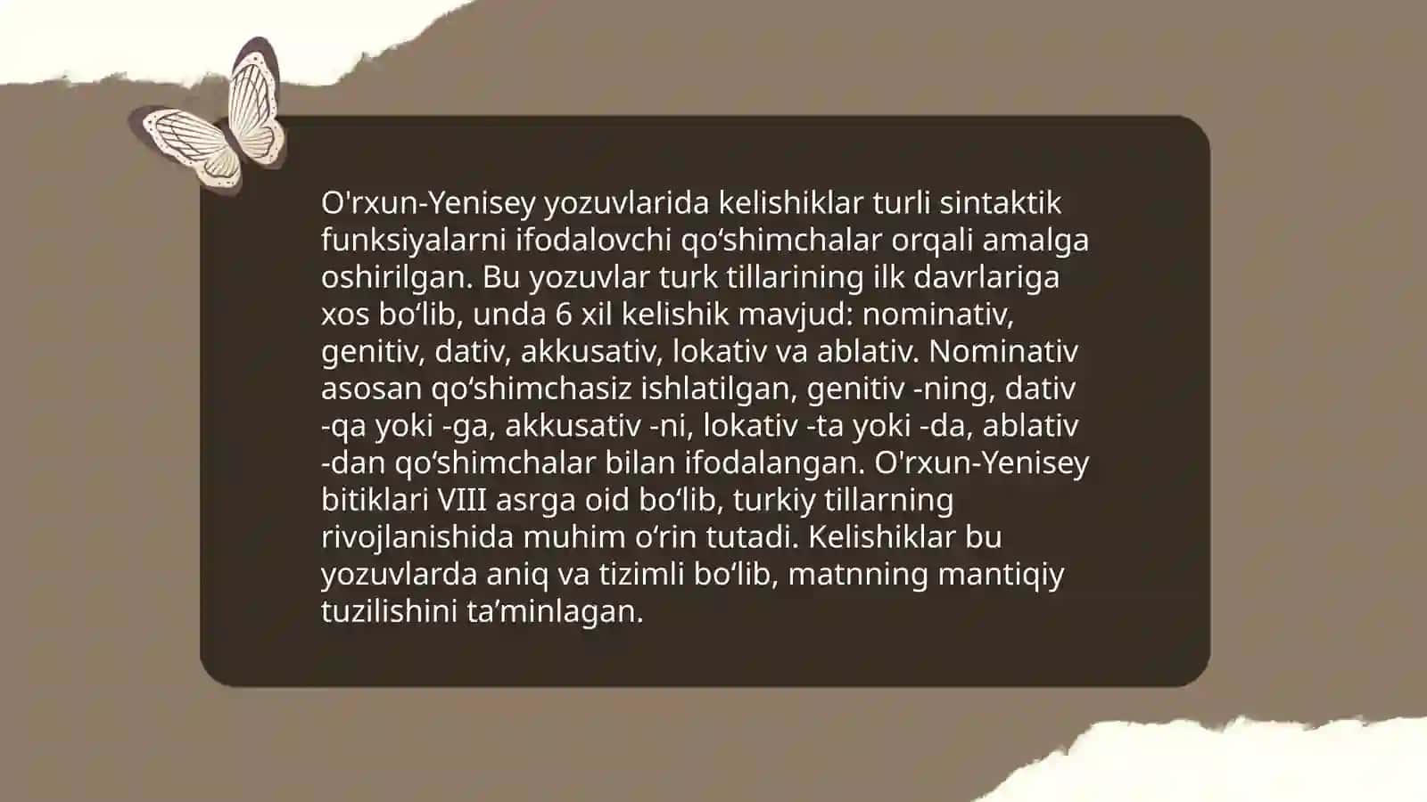 O'rxun-Yenisey yozuvlarida kelishiklar 3