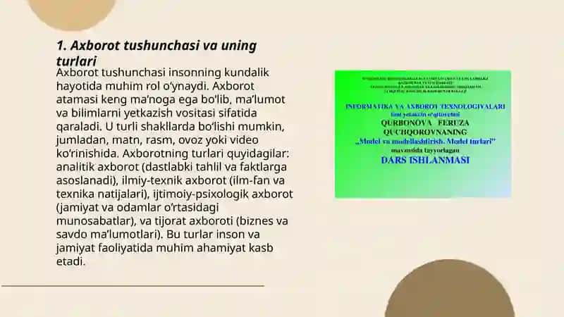 Predmet soha axborotini modellashtirish asoslari 3
