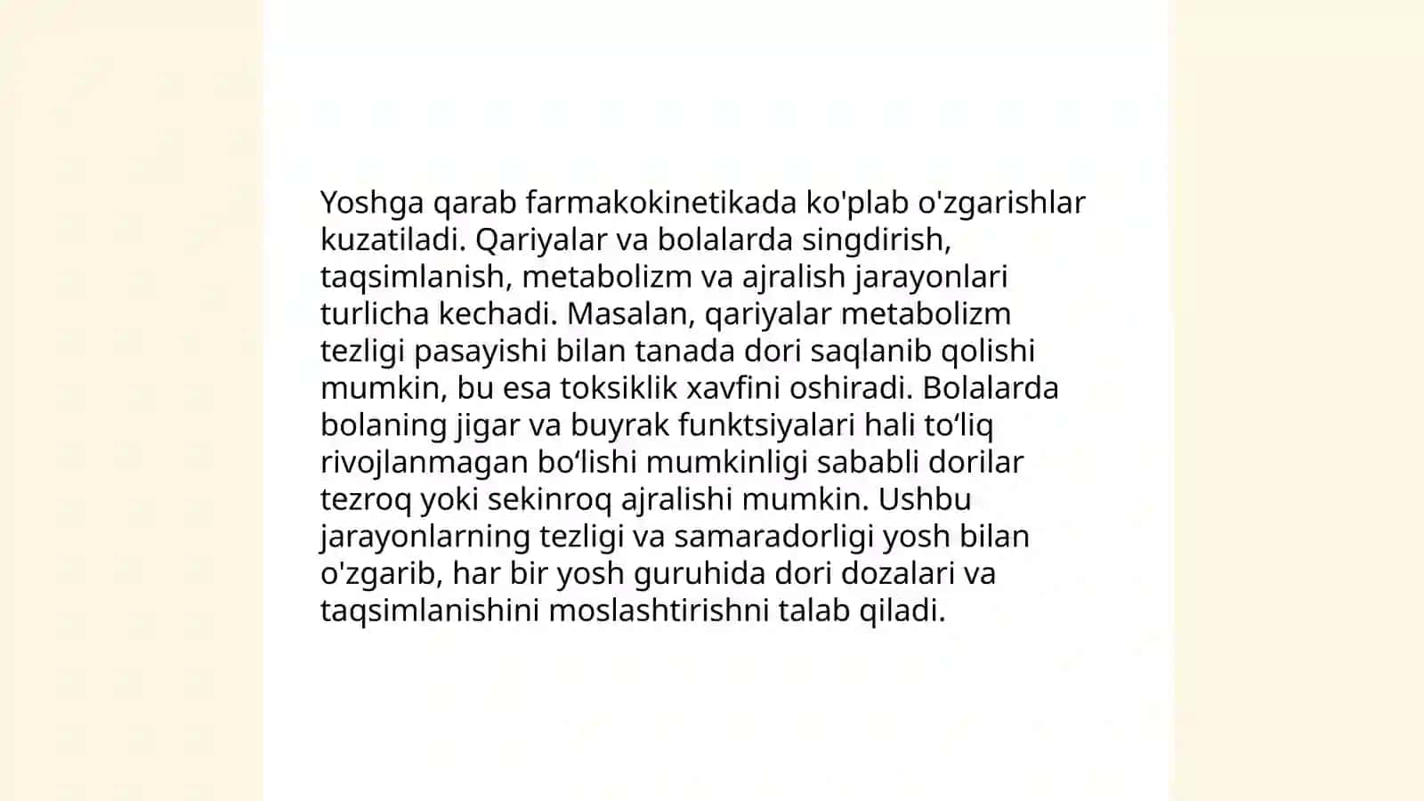 Dori vositalarining klinik farmakologiyasining yoshga bogʻliqligi 3