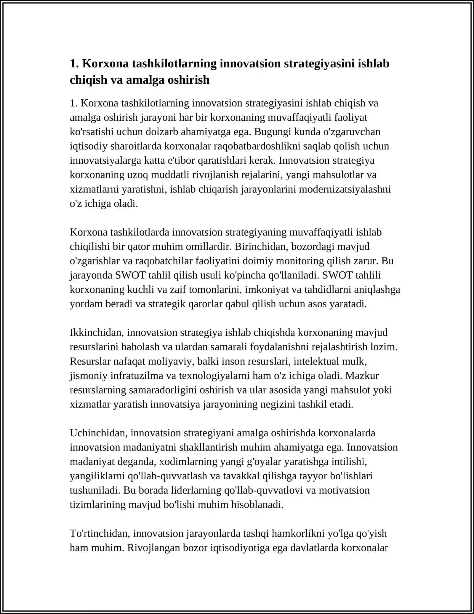 KORXONA TASHKILOTLARNING INNOVATSION FAOLLIGI 3