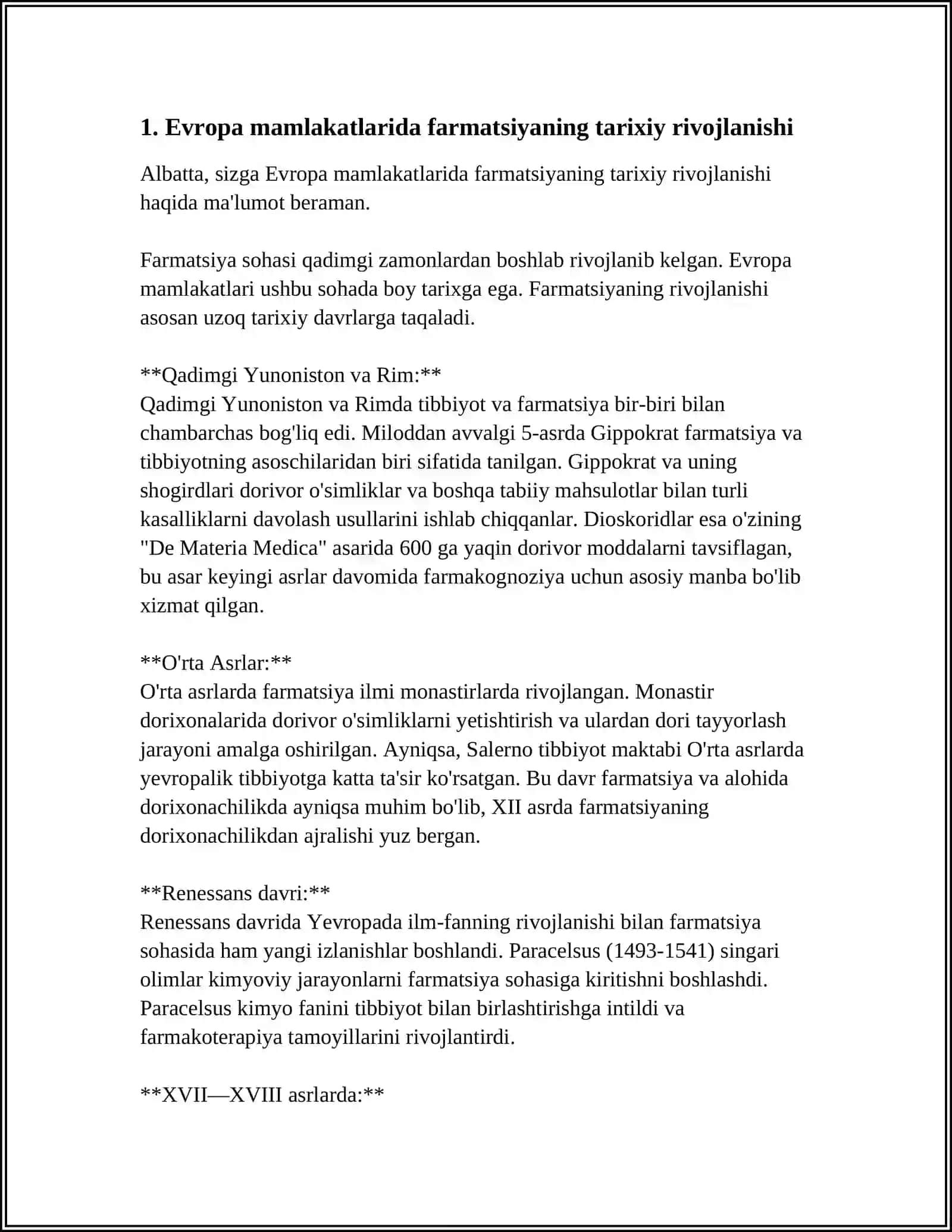 YEVROPA MAMLAKATLARIDA FARMATSIYANI RIVOJLANISHI 3