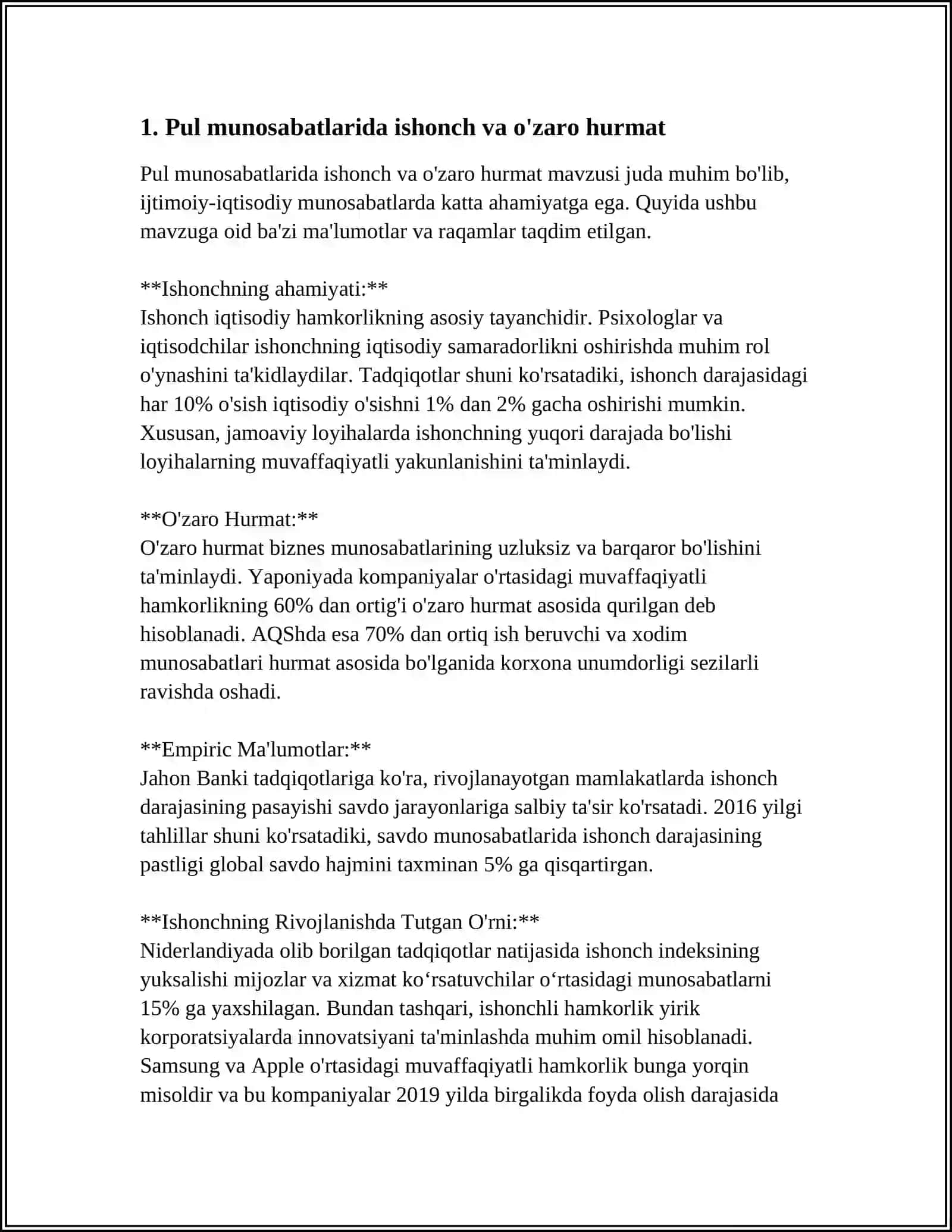 MUSTAQIL ISH Mavzu: TOVAR- PUL MUNOSABATLARI 3