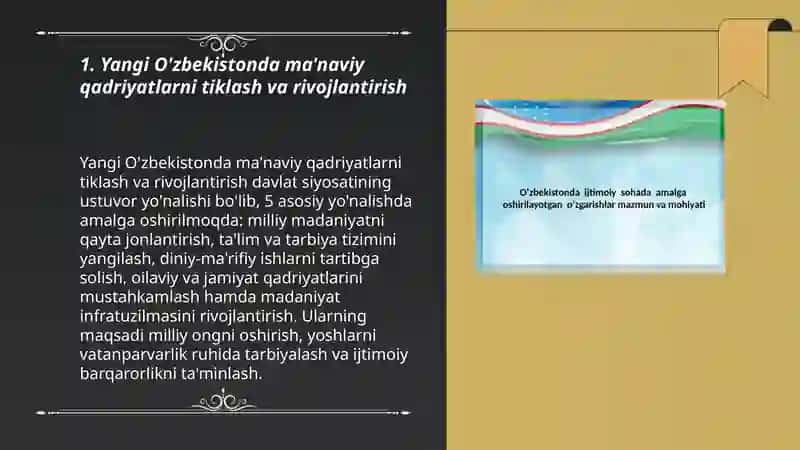 Yangi O'zbekistonda amalga oshirilayotgan ma'naviy o'zgarishlar 3