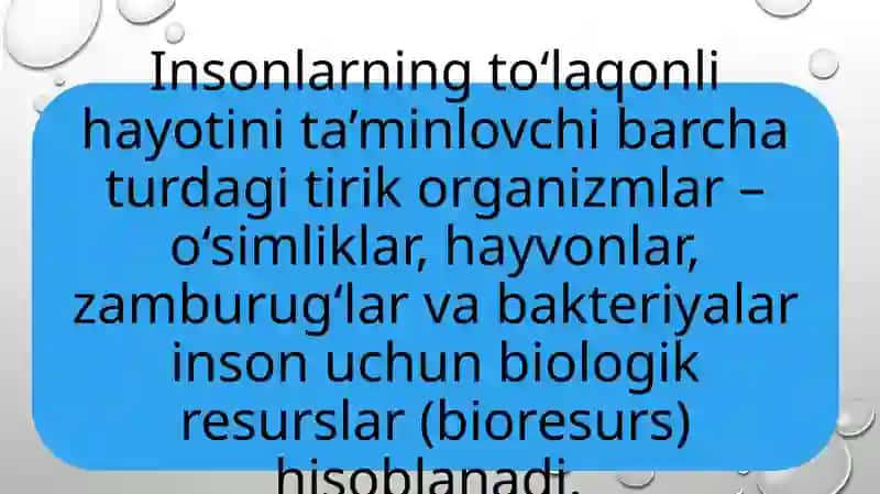 BIOLOGIK RESURSLAR VA ALOHIDA MUHOFAZA QILINADIGAN HUDUDLAR 3