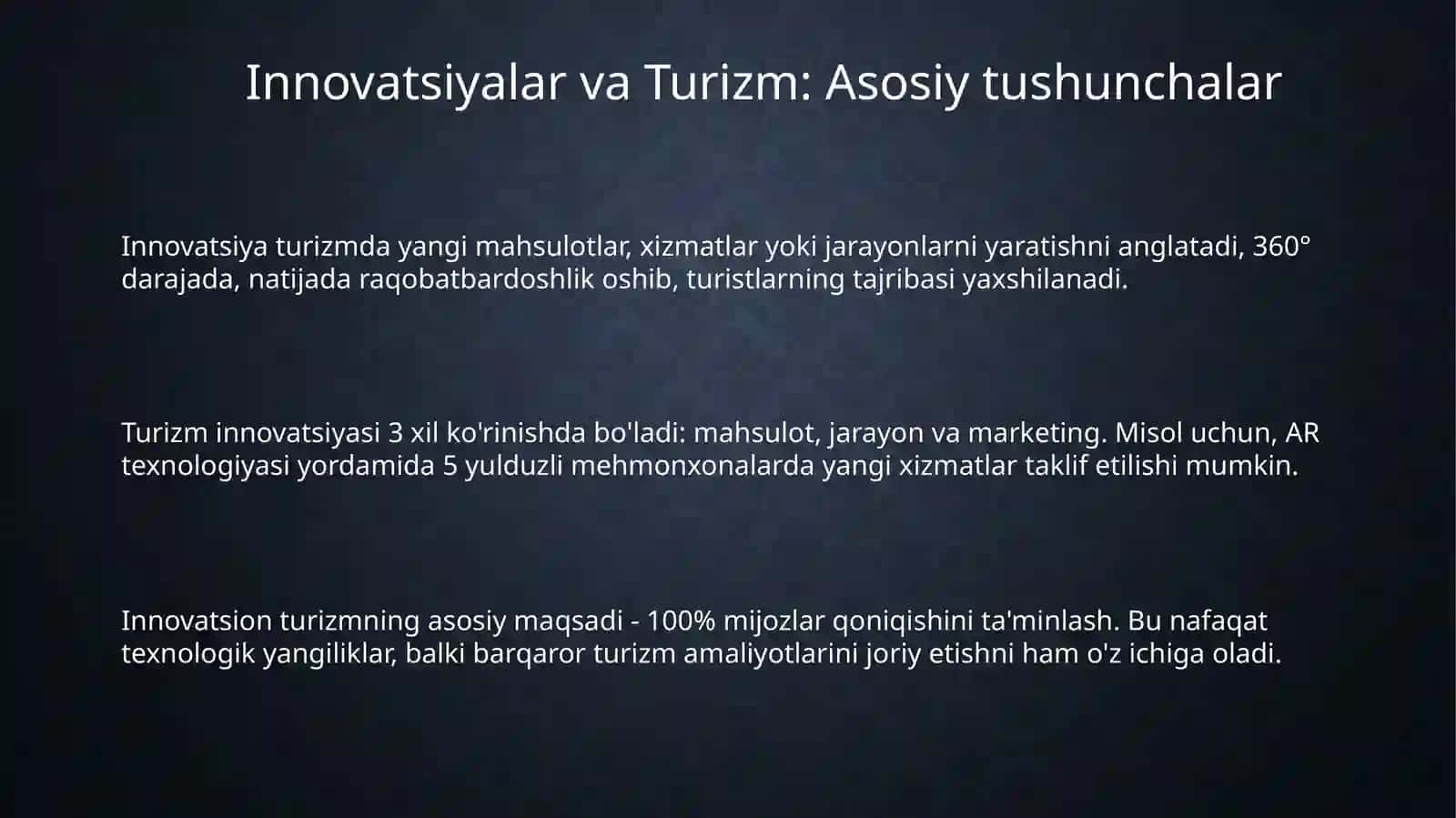 Innovatsiyalar va Turizm: Asosiy tushunchalar 3