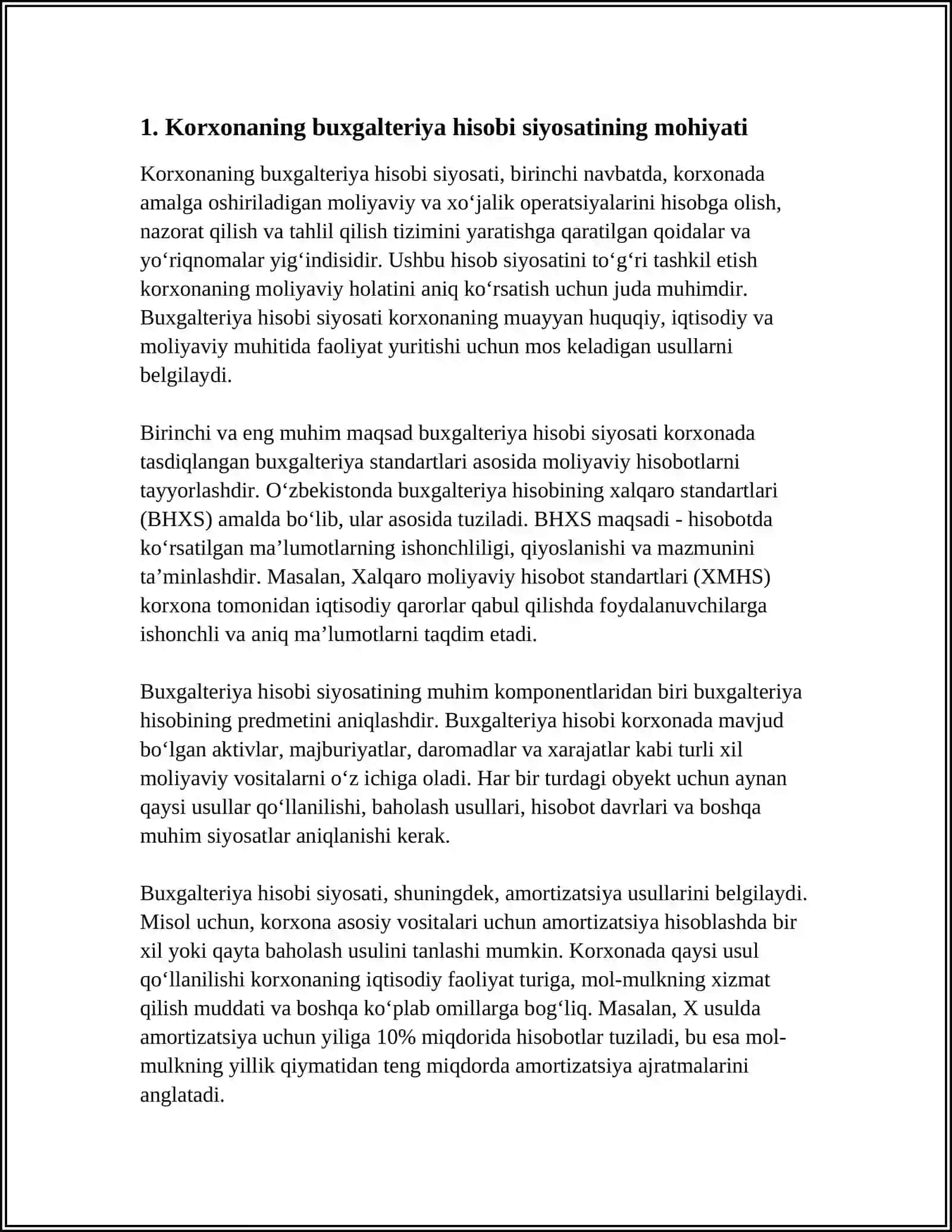 MUSTAQIL ISH Mavzu: KORXONANING HISOB SIYOSATI VA BUXGALTERIYA HISOBINI TASHKIL ETISH 3