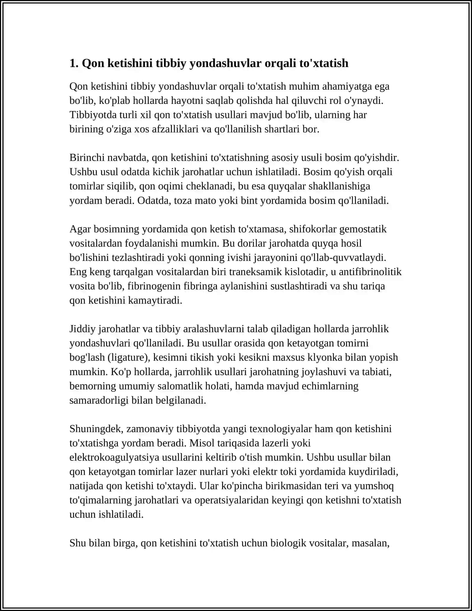 QON KETISHINI TO'XTATISH USULLARI 3